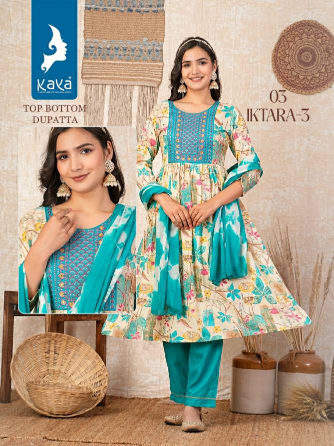 Iktara 3 By Kaya Rayon Printed Kurti With Bottom Dupatta Wholesale Price In Surat